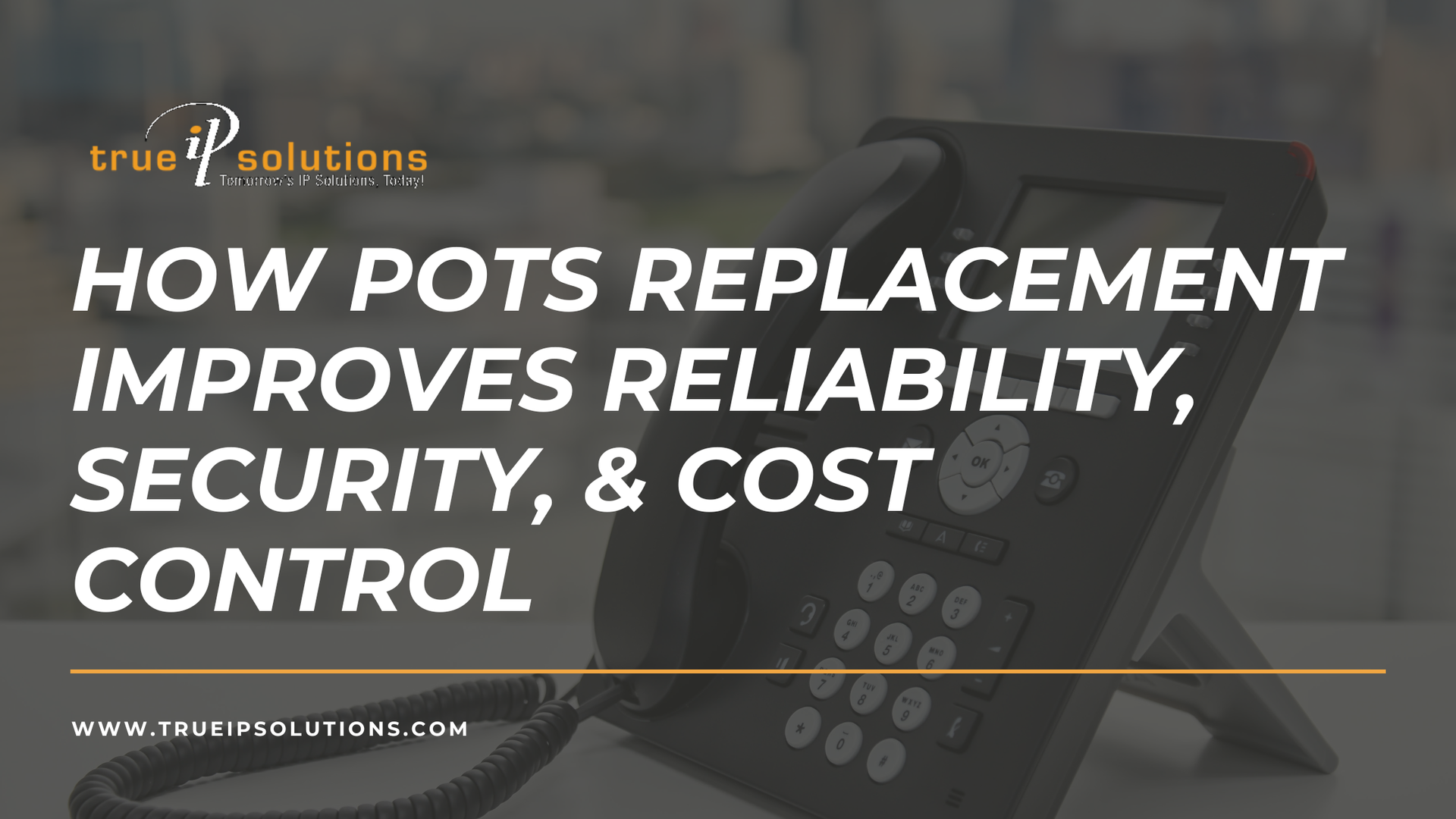 A person typing at a desk, phone, and text: 