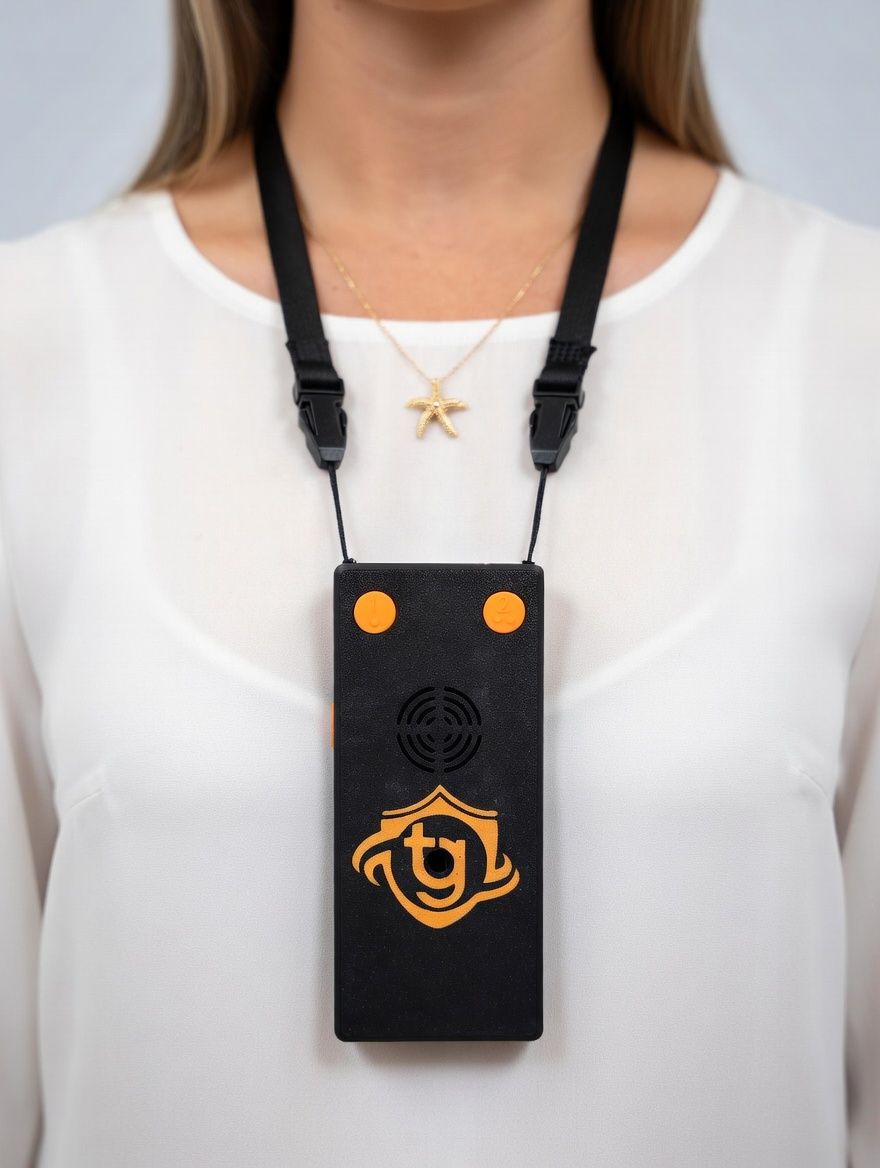 True Guardian wearable pendant on lanyard