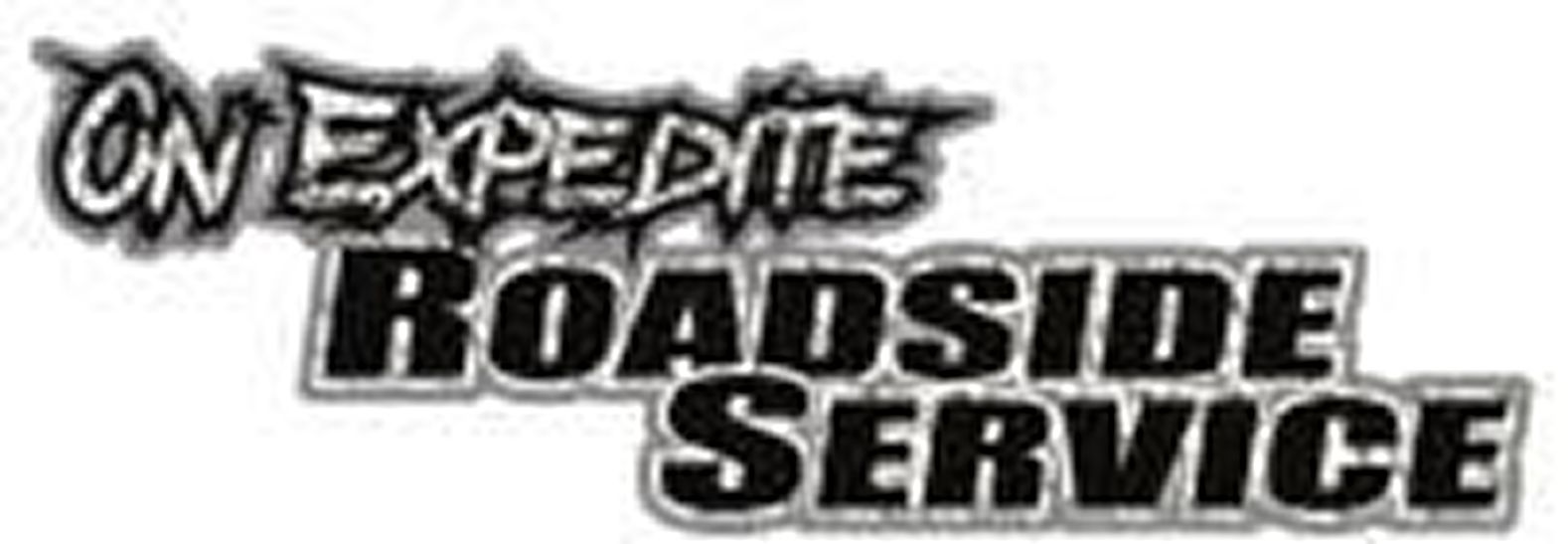 Text logo: ON EXPEDITE ROADSIDE SERVICE. Black text with white highlights.