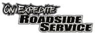 Text logo: ON EXPEDITE ROADSIDE SERVICE. Black text with white highlights.