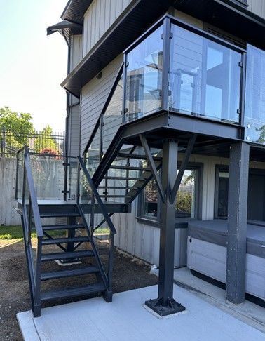 metal 2 level exterior staircase