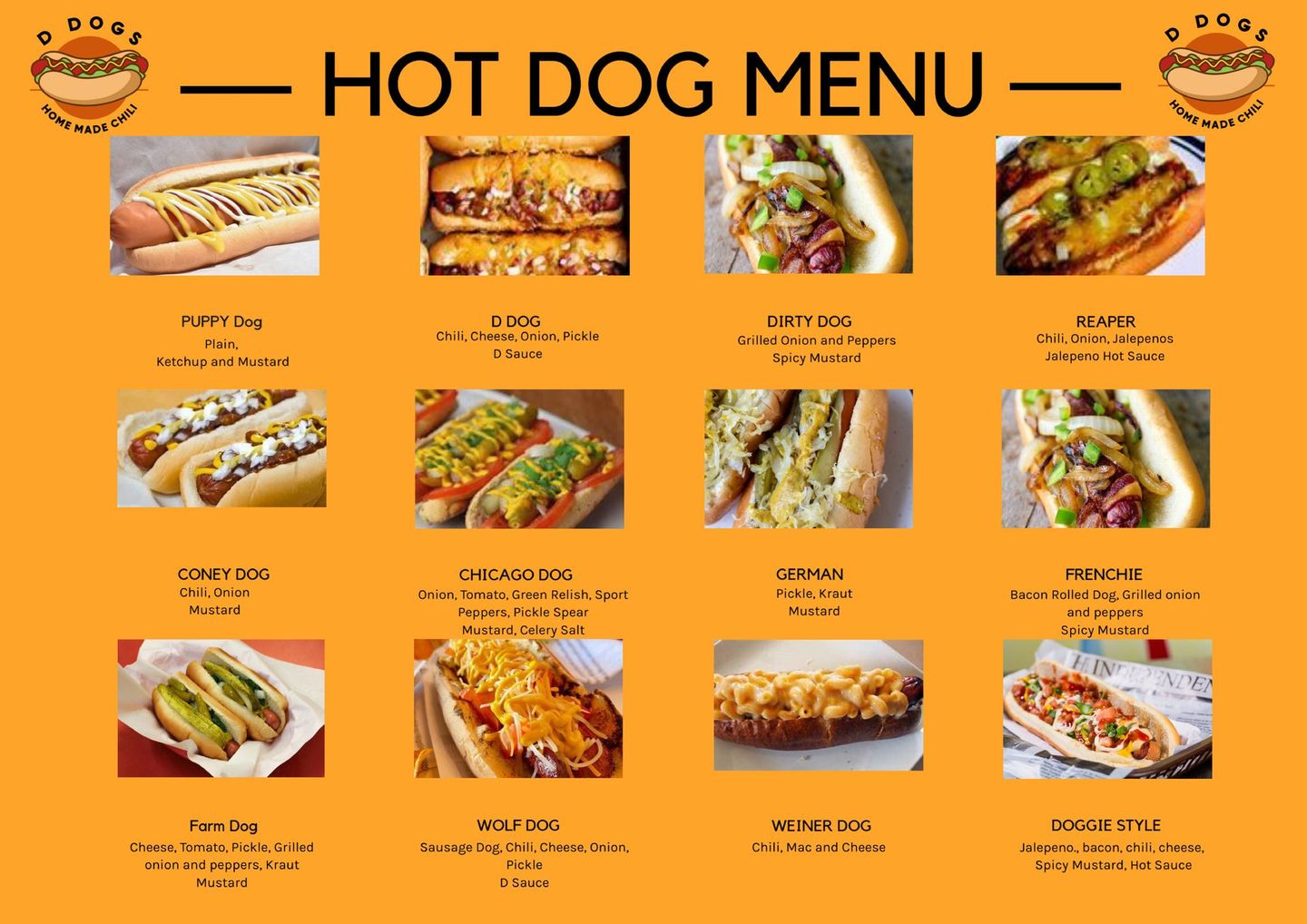 Hot Dogs & Sliders Menu | Holland, MI | D Dogs