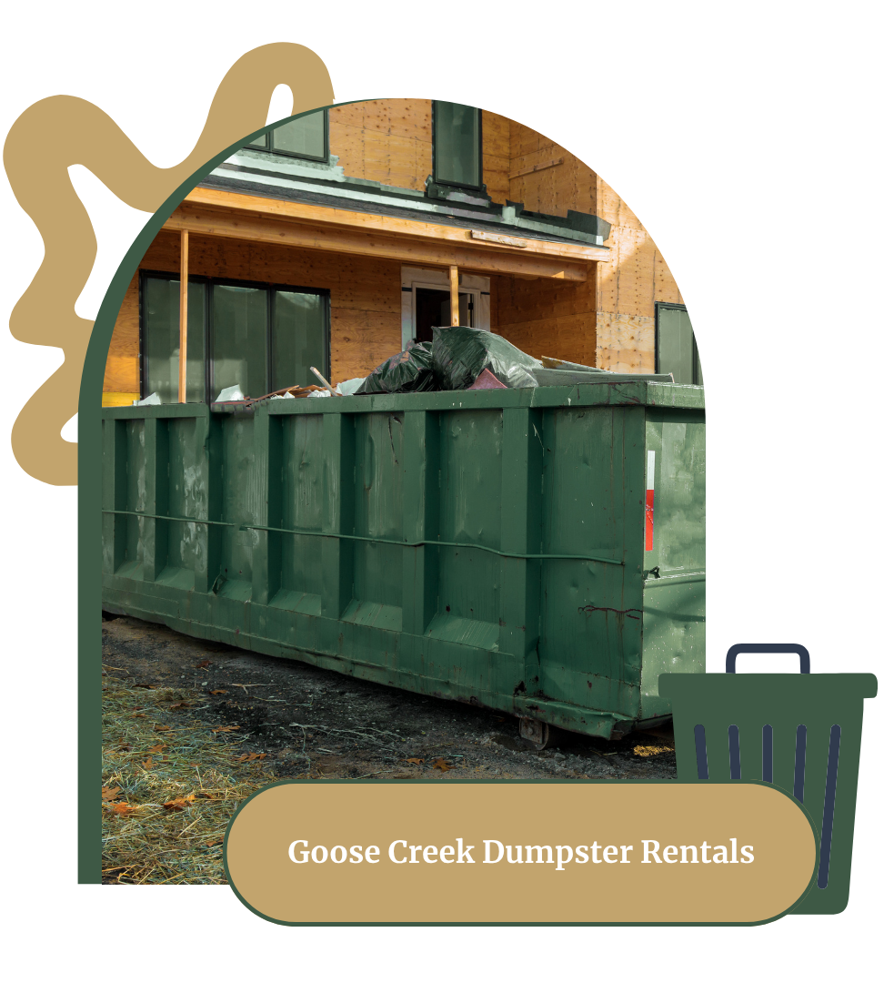 Roll off dumpster being delivered to residential driveway in Goose Creek SC