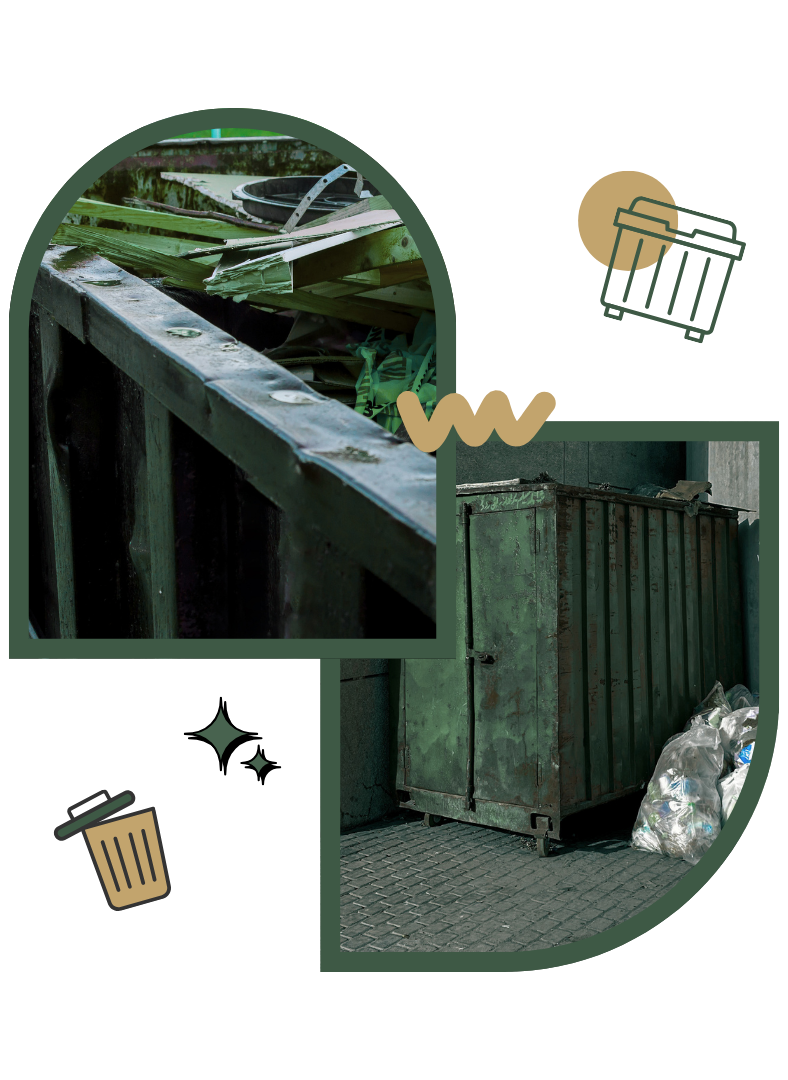 Small construction dumpster placed beside house renovation project