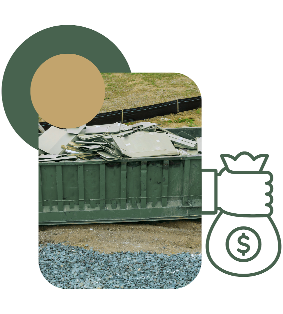 Dumpster rental setup at suburban home renovation project site