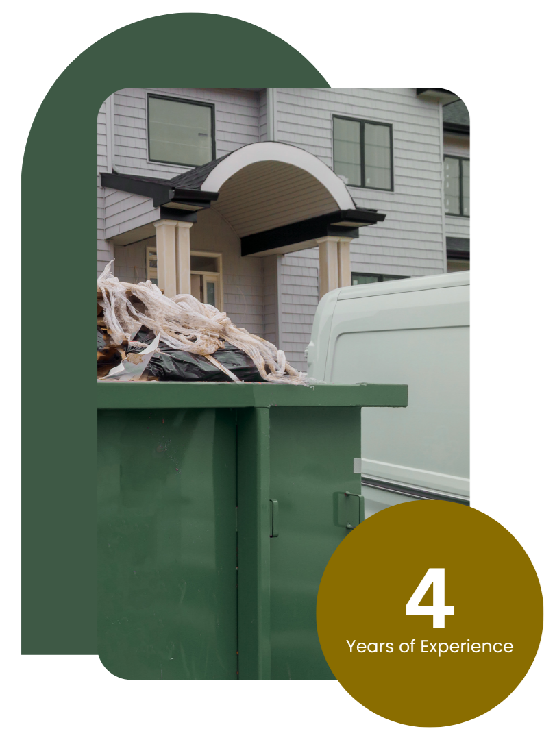Roll off dumpster sizes comparison shown at job site installation