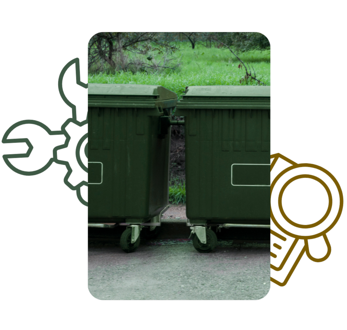 Small dumpster rental near me style placement at residential home