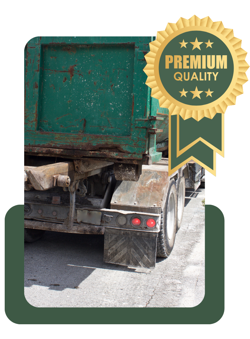 Technician checking roll off container stability before unloading