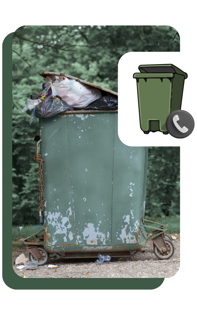 Dumpster container positioned near curb for scheduled pickup service