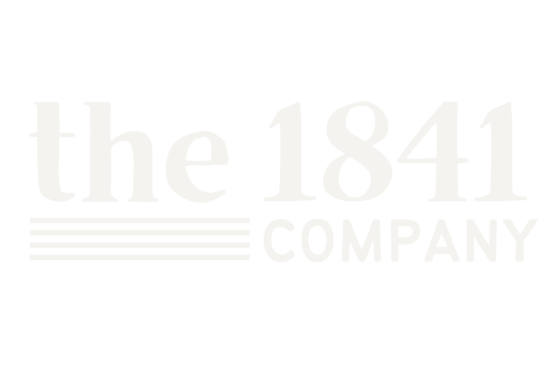 A white logo for the 1841 company on a white background.