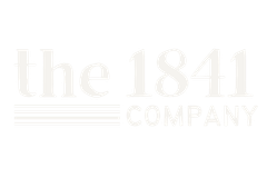 A white logo for the 1841 company on a white background.