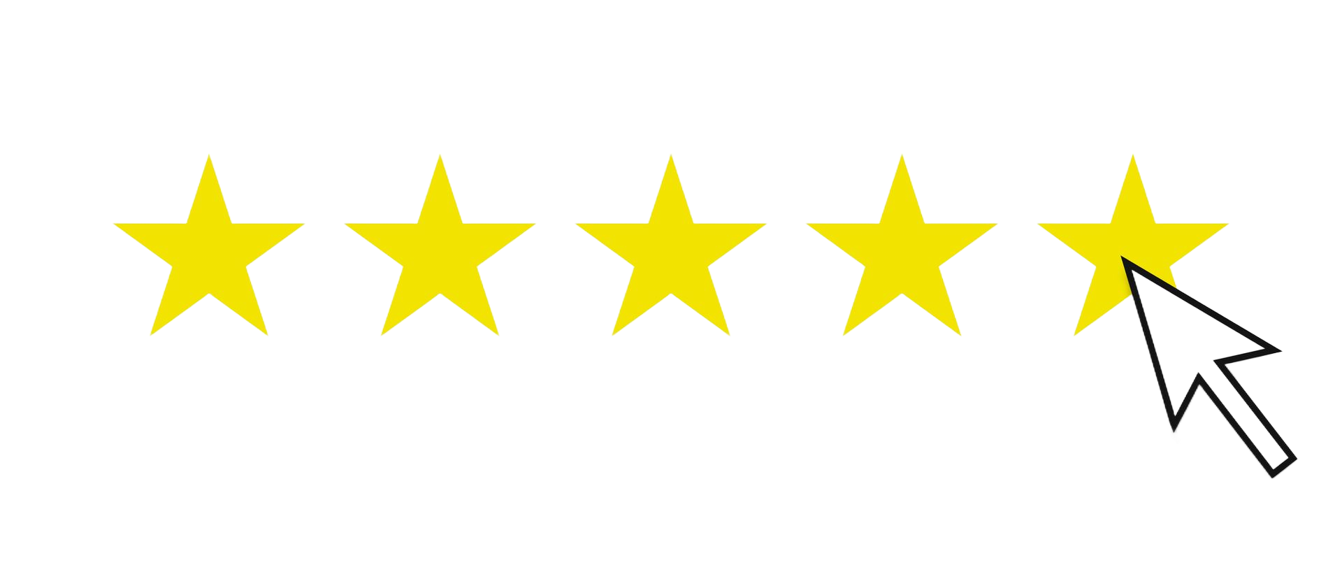 Five yellow stars with a cursor hovering over the last star, indicating a five-star rating.