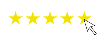 Five yellow stars with a cursor hovering over the last star, indicating a five-star rating.