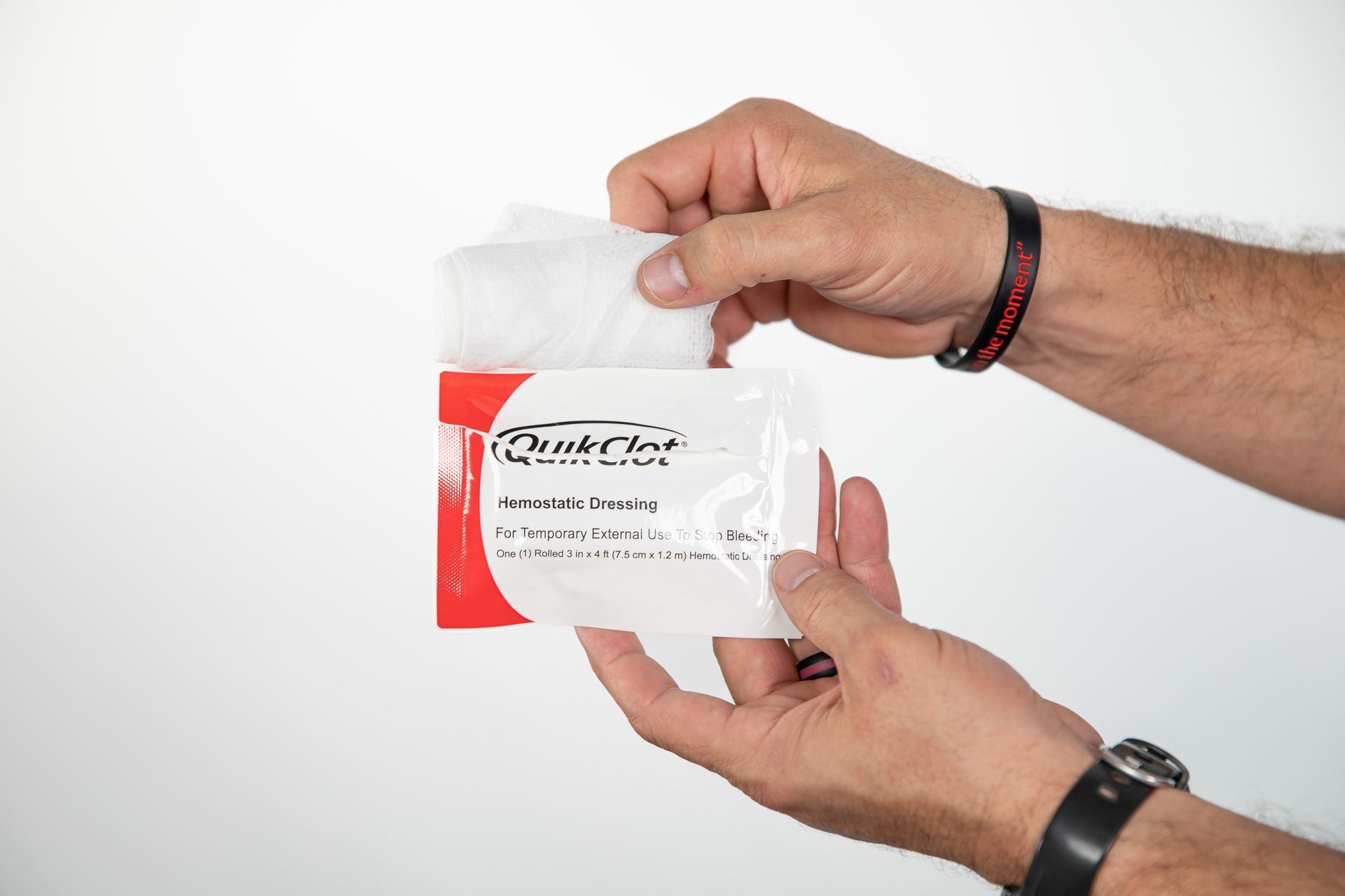 A packet of quick tot is sitting on a wooden table.