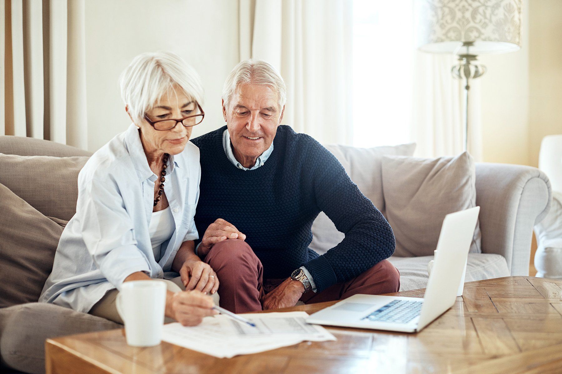 Senior couple checking their finances