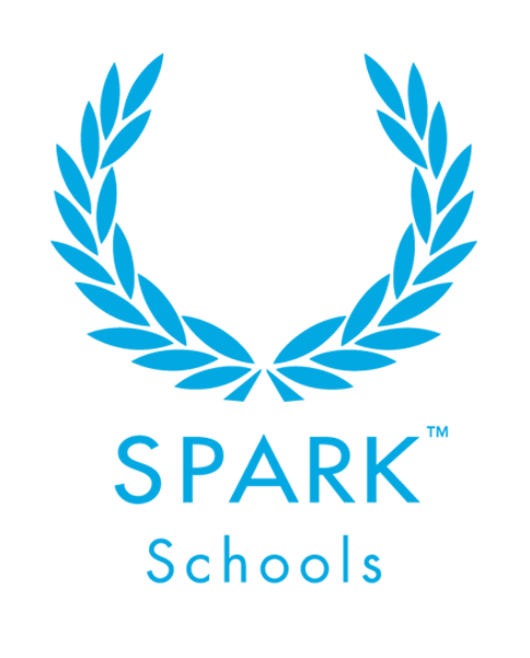 A spark schools logo with a blue laurel wreath