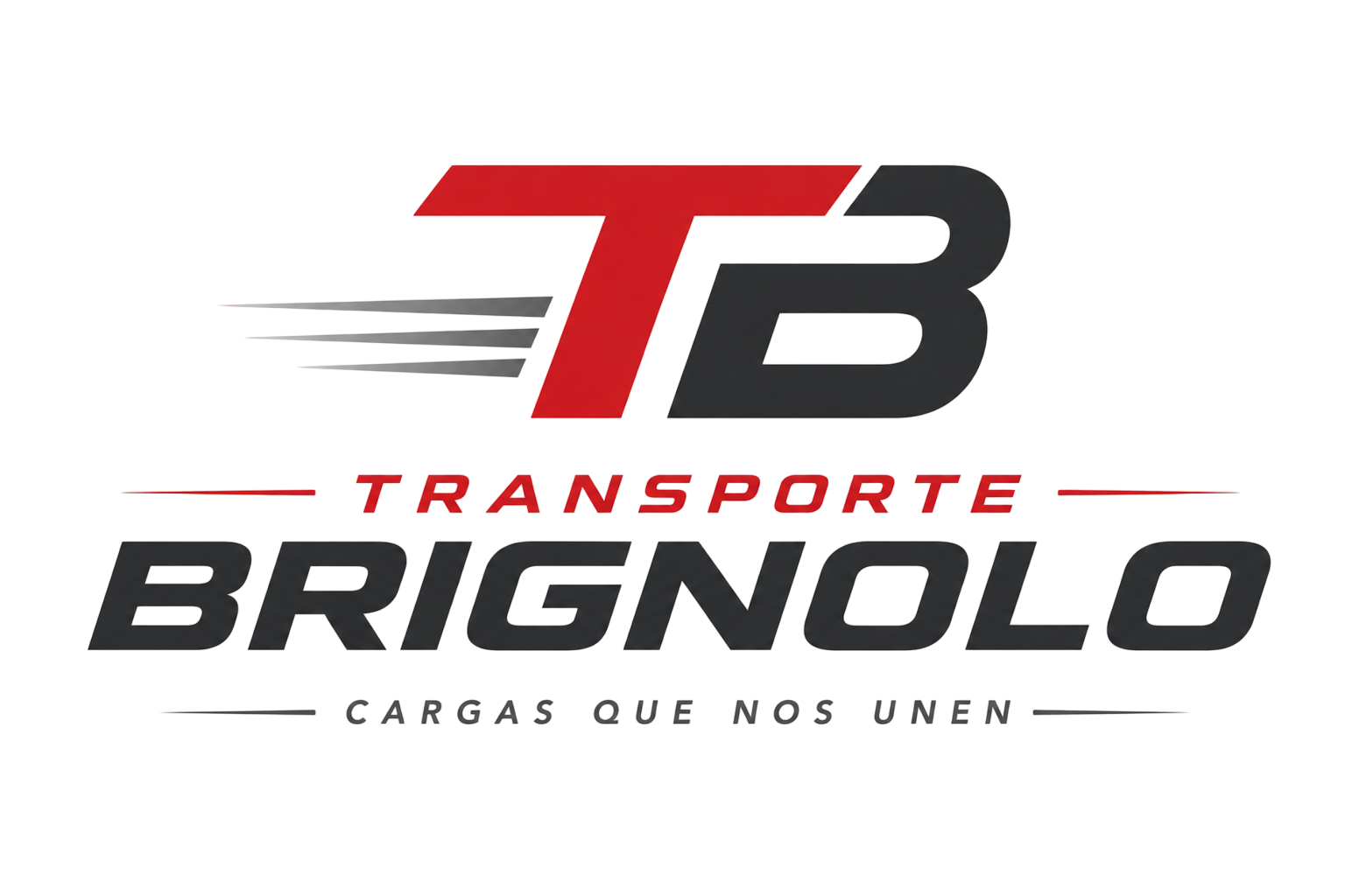 Brignolo Transporte logo with red and gray TB letters and slogan “Cargas que nos unen”