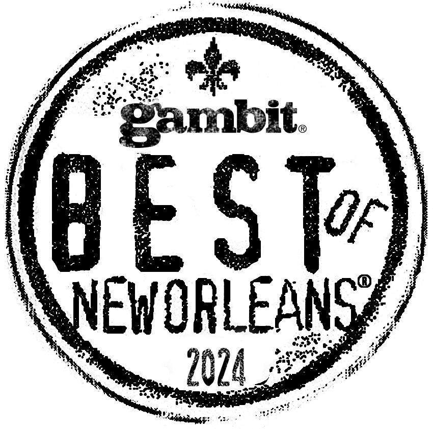 A black and white stamp that says best of new orleans 2024