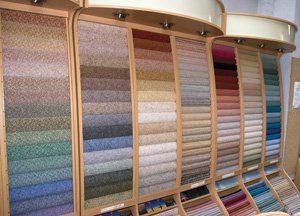 carpet samples in a showroom