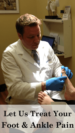 Massachusetts podiatrist Matthew Butler, DPM providing foot care.