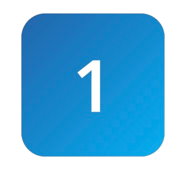 Blue square with rounded corners, white number 1 in the center.