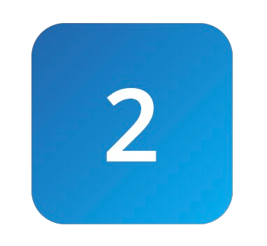 Blue square with rounded corners, white number 2.