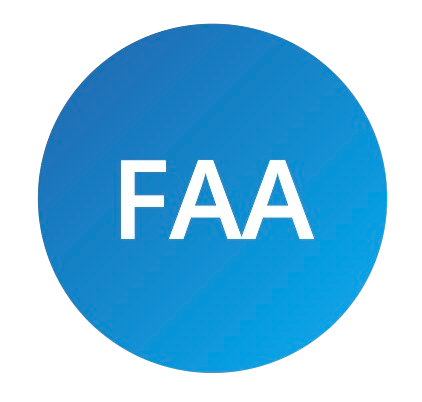 FAA abbreviation in white on a blue circular background.