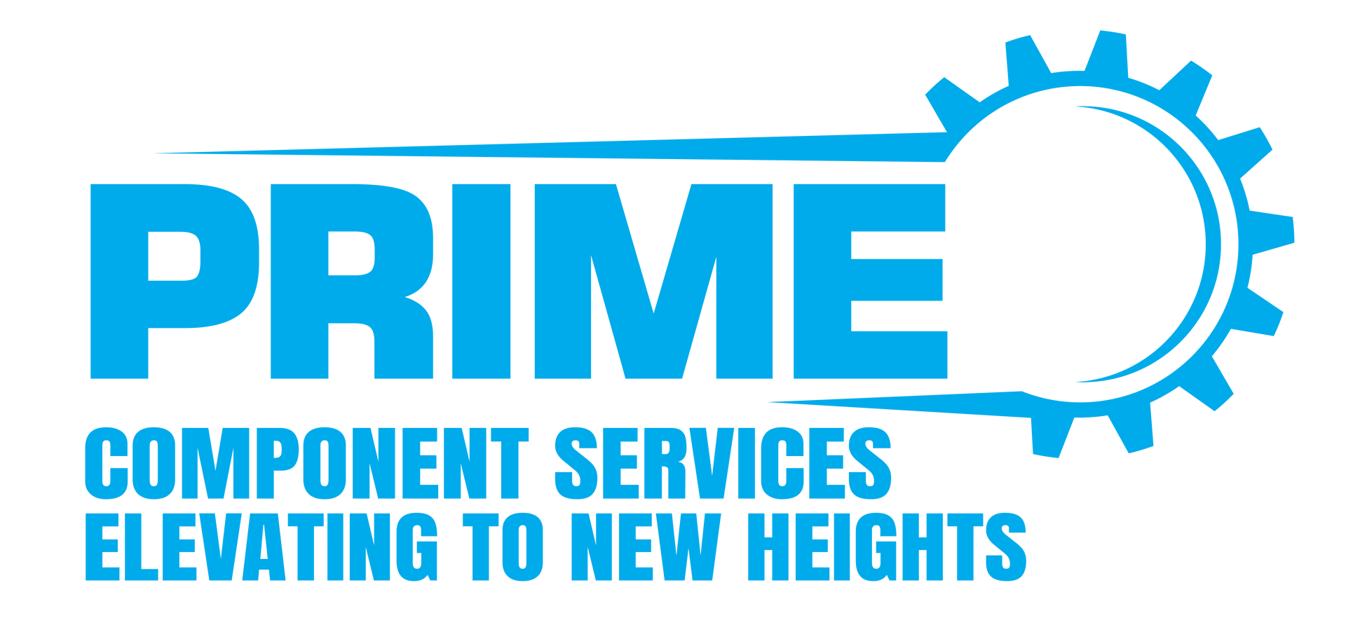 Logo of Prime Component Services, featuring a blue gear graphic and the company name.