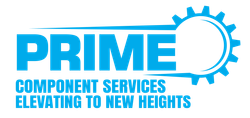 Logo of Prime Component Services, featuring a blue gear graphic and the company name.
