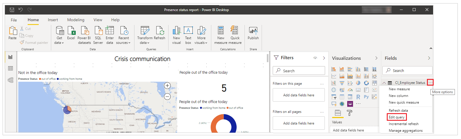 Microsoft PowerBI Crisis Report Dashboard