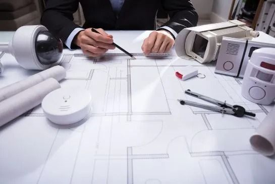 Person in Suit Planning a Security Blueprint