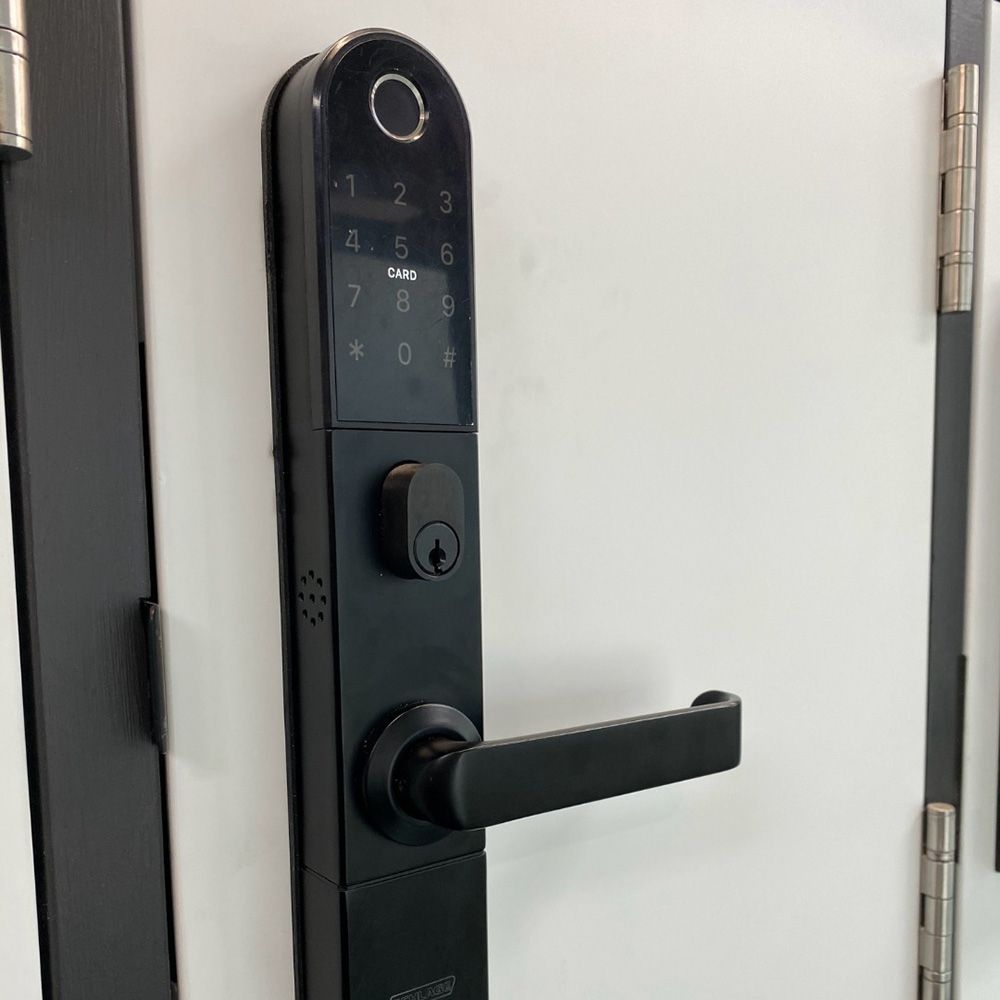 Black Smart Door Lock with a Keypad, Fingerprint Scanner — SPL Security Solutions in Bundall, QLD