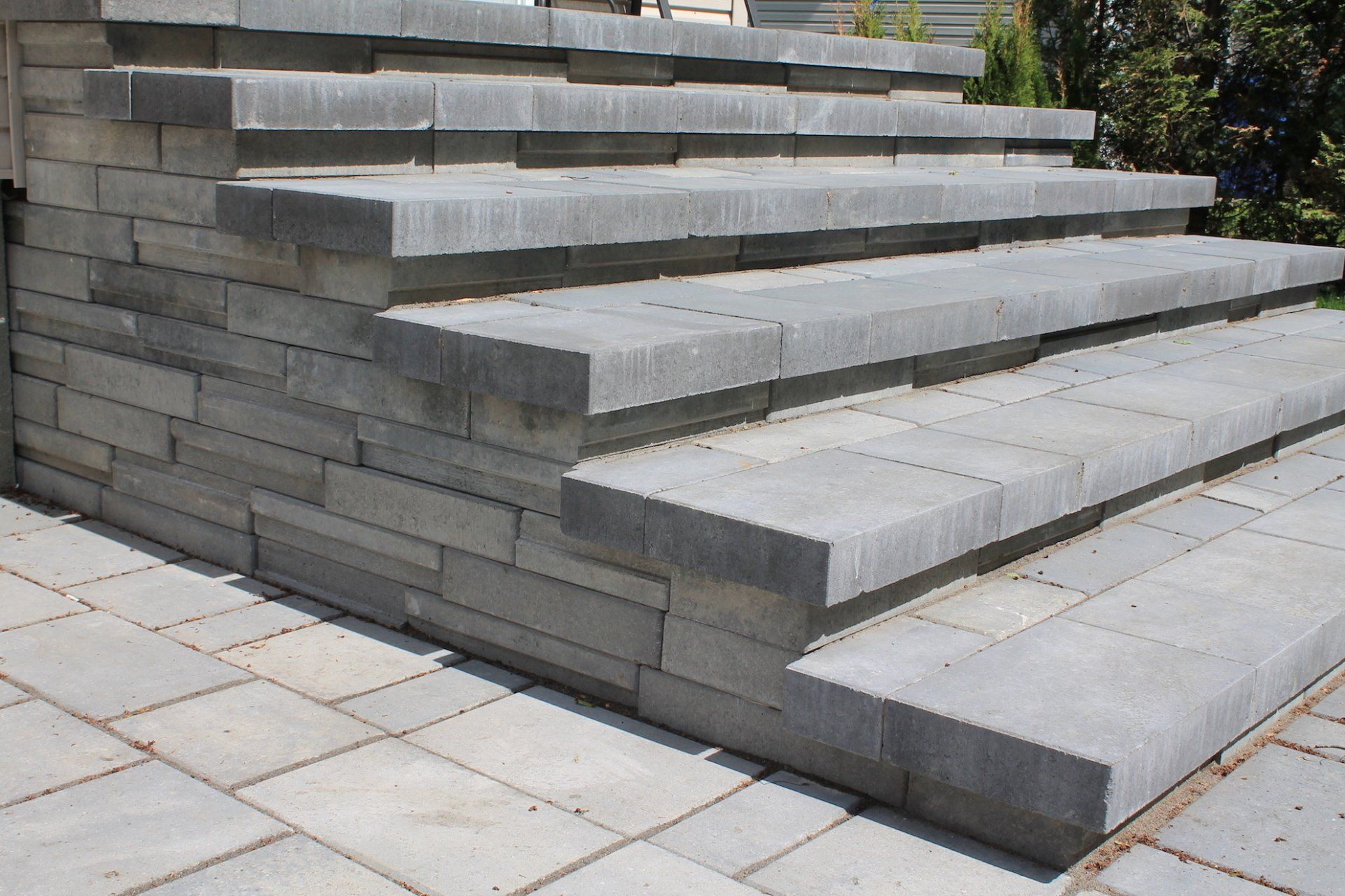 grey outdoor unistone stairs
