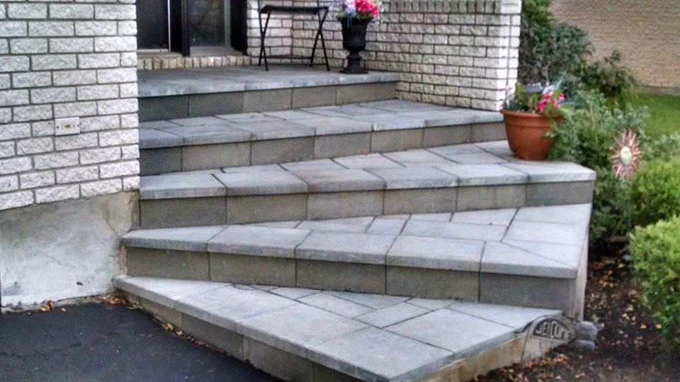 grey unistone winding staircase