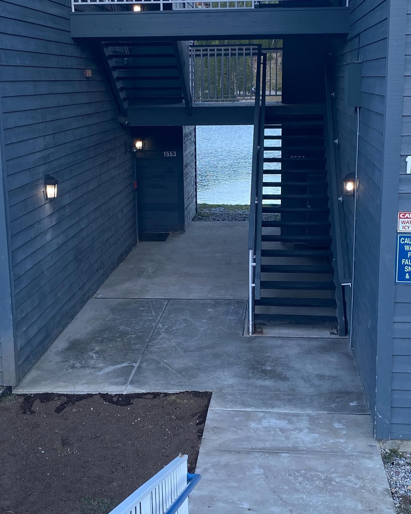 A staircase leading up to the second floor of a building