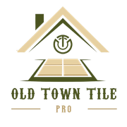 Logo for Old Town Tile Pro: house silhouette over a tile floor image, text "Old Town Tile Pro" below.