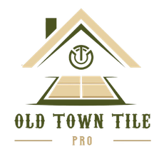 Logo for Old Town Tile Pro: house silhouette over a tile floor image, text "Old Town Tile Pro" below.