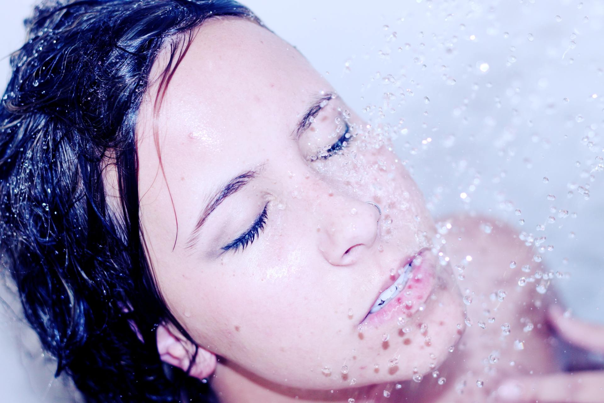 woman taking shower