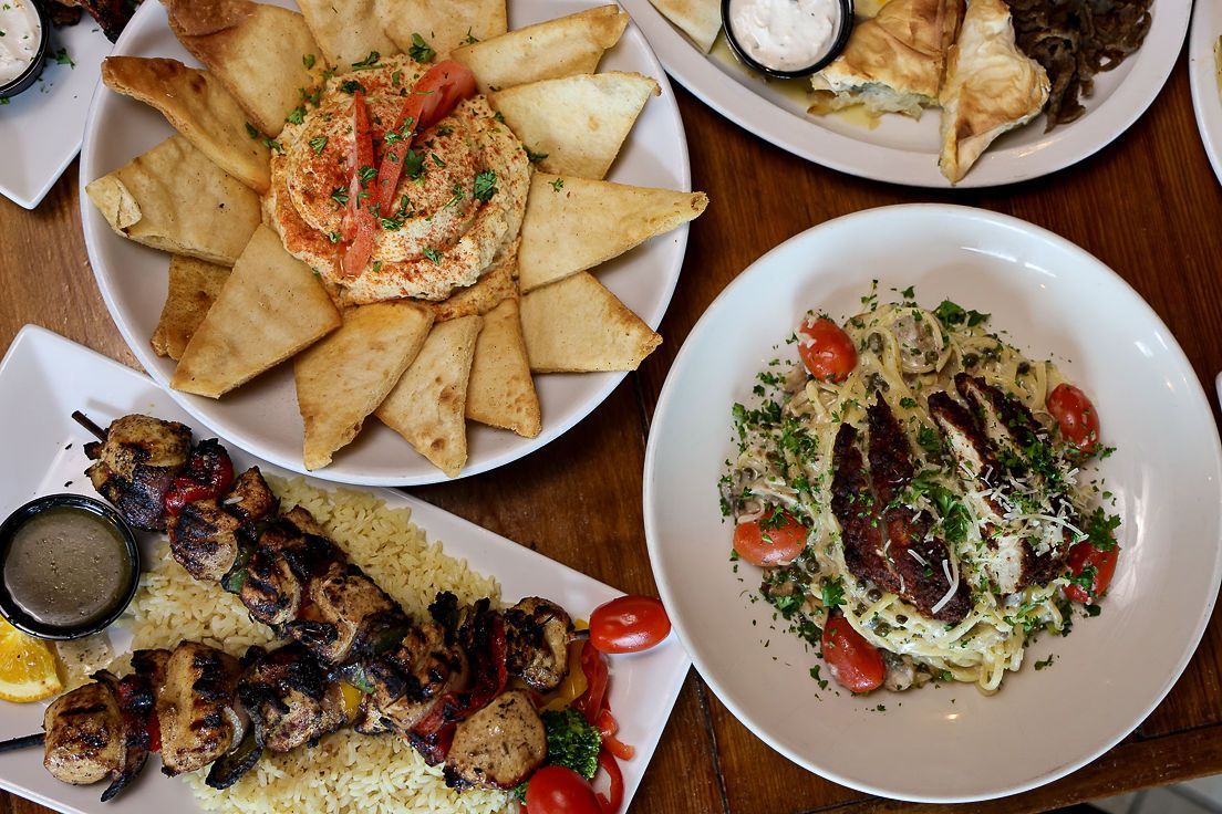 There are many different types of food on the table.