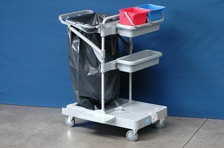 poetskar, poetswagen, trolly, ACE1, ACE 1, Pama poetskar, poetskar met plaats voor stofzuiger, poetskar met vuilzak, poetskar met afvalzak, 4519