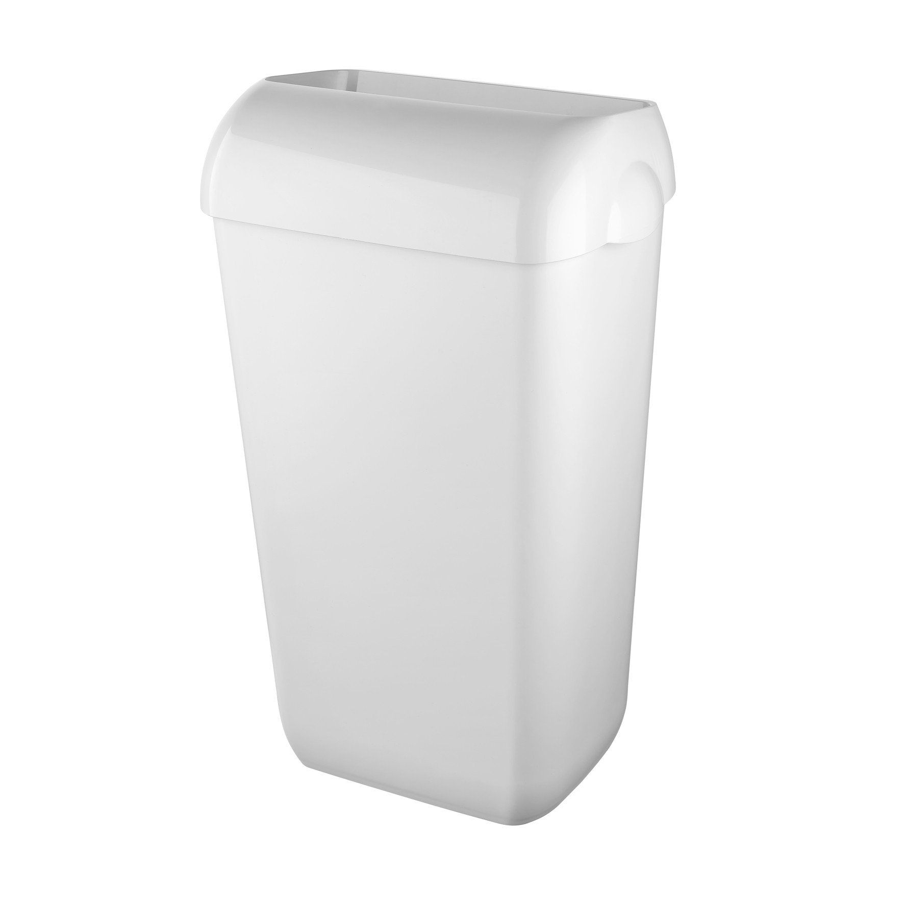 afvalbak met open klep, vuilbak met open klep, vuilbak om op te hangen, witte vuilbak, zwarte vuilbak