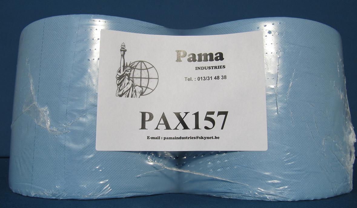PAX157, Pama, blauw papier, smalle industrierollen