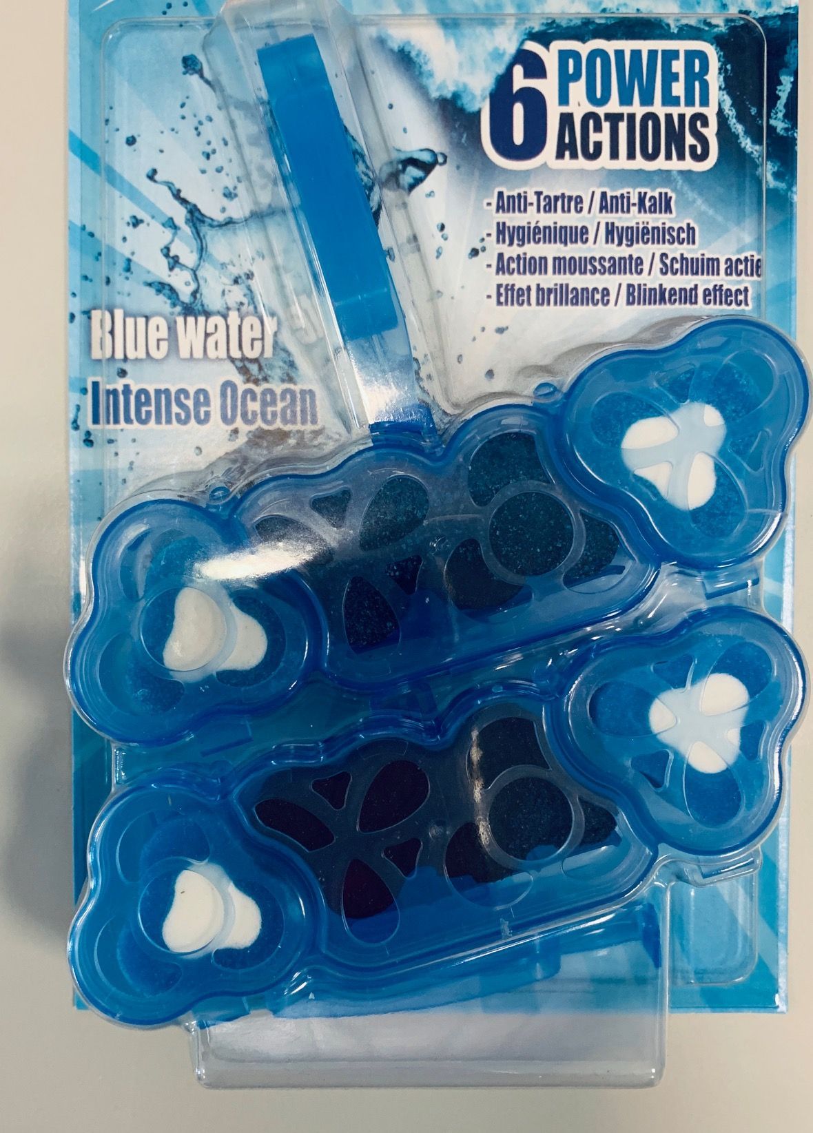 wc blokjes, blauw water in wc