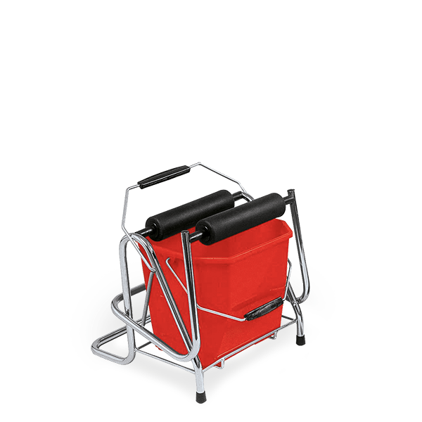 rolemmer met wringpers, wringen zonder handen, dweilen uitwringen, moppen uitwringen, PACP31, rode emmer met wringpers, Pama