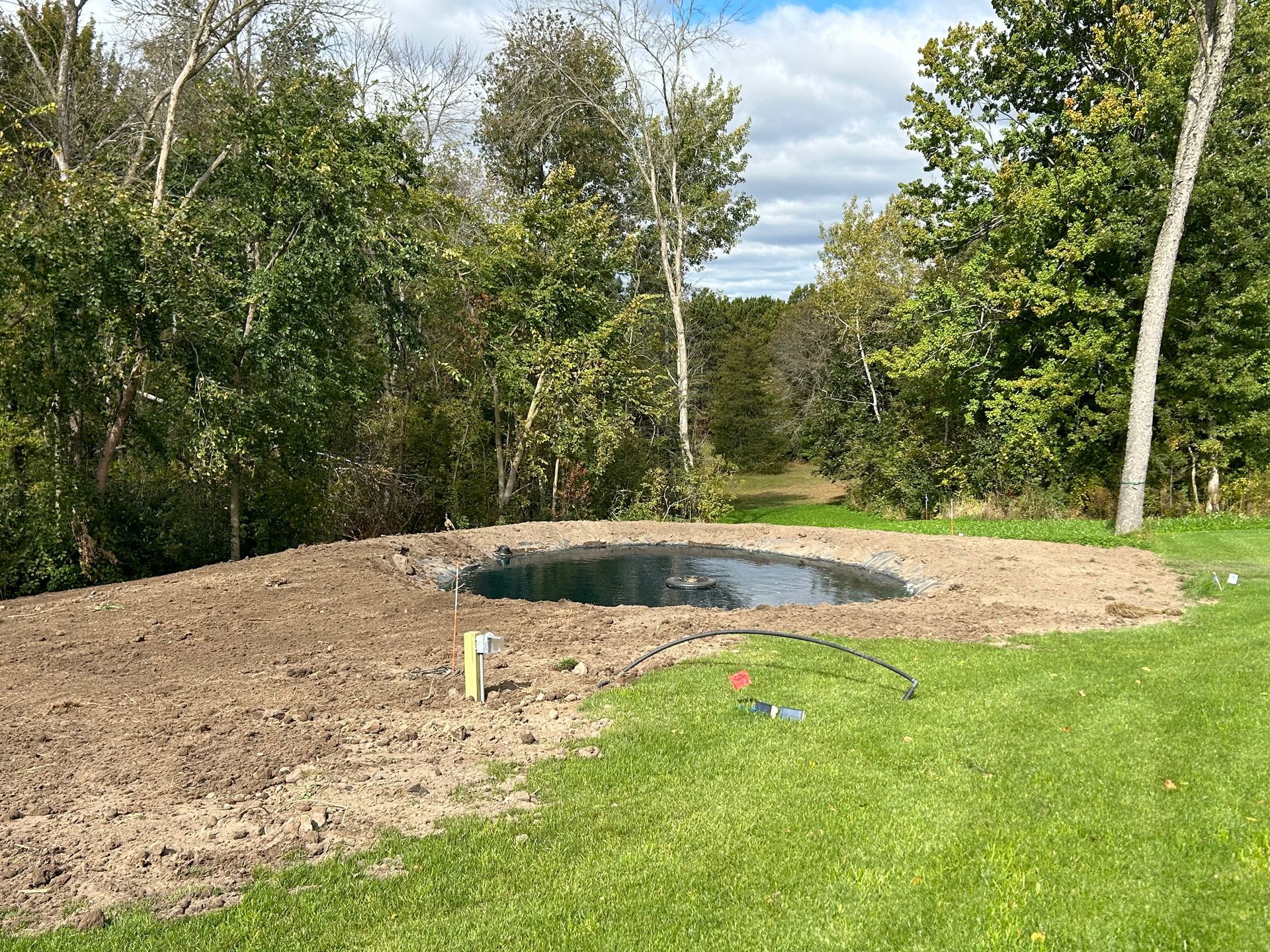 A pond in a residential garden in Wisconsin.