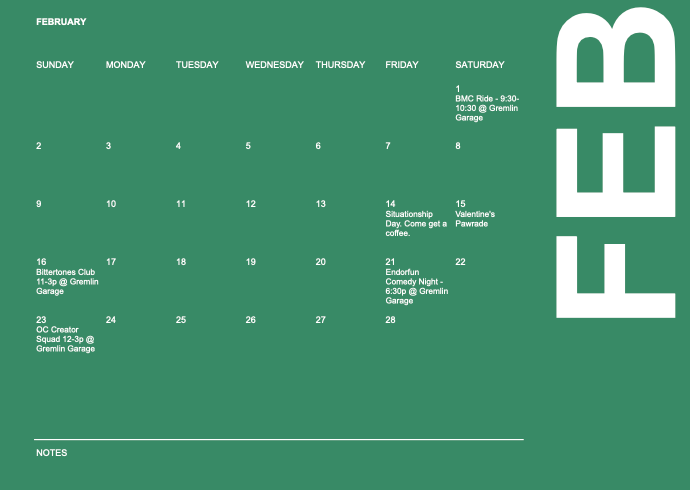 A green calendar with the month of january on it