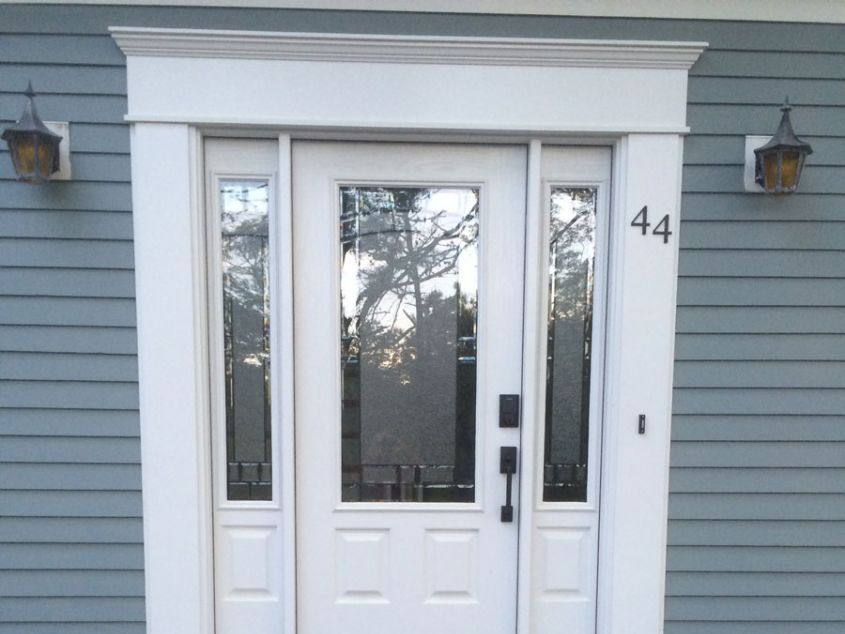 A white door with the number 44 on it