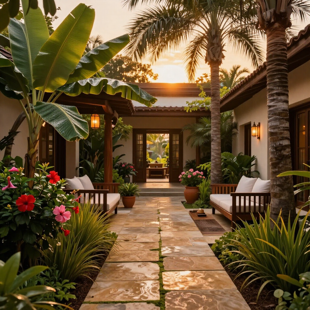 Wellness retreat garden with natural light