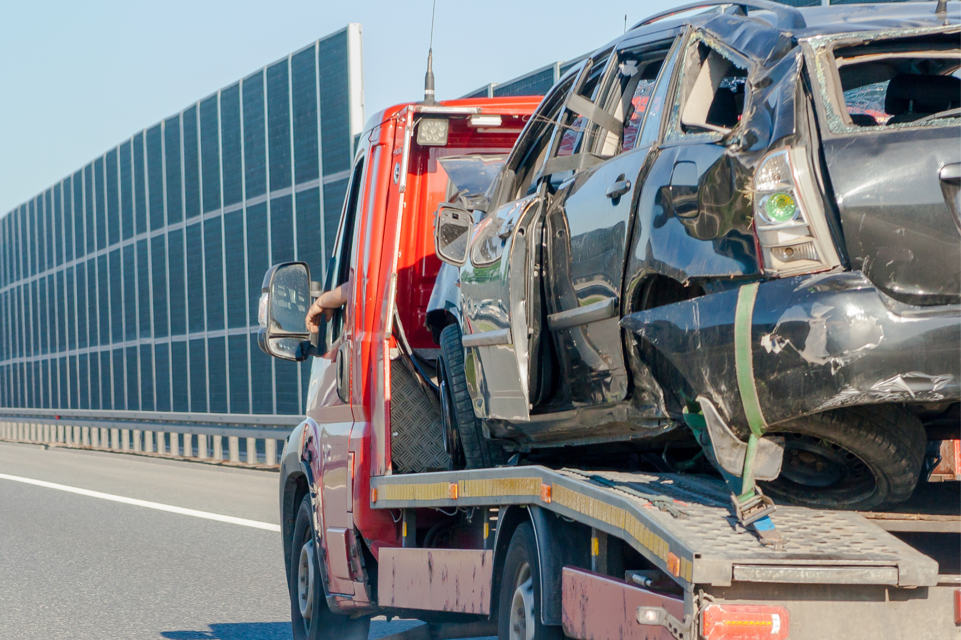 Car towing after accident