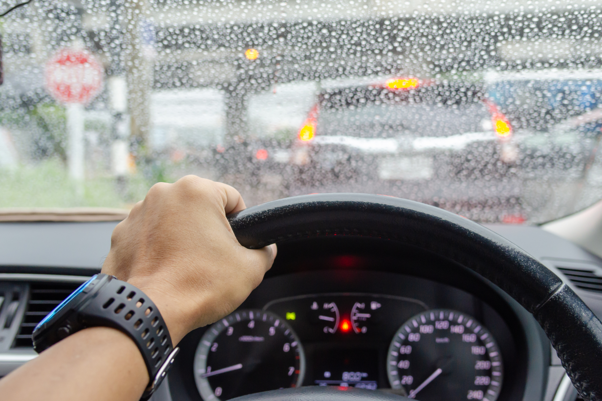 Vehicle in a Rainy Day